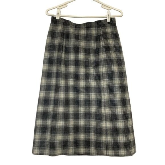 Pendleton Midi Skirt Plaid Wool Gray Vintage ‘70s Vintage 14 Modern Size 6/8 - Picture 6 of 8